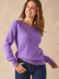 Pull maille fantaisie encolure ronde