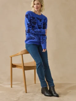 Pull maille jacquard col rond