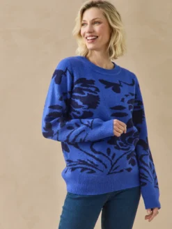 Pull maille jacquard col rond