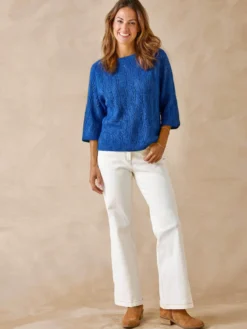 Pull manches au coude avec laine