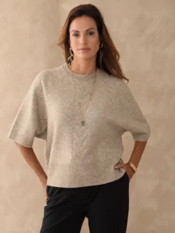Pull manches courtes avec laine