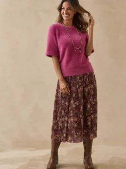 Pull manches courtes en maille poilue