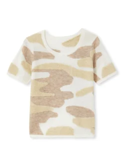 Pull manches courtes jacquard intarsia