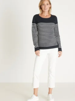 Pull marinière col rond