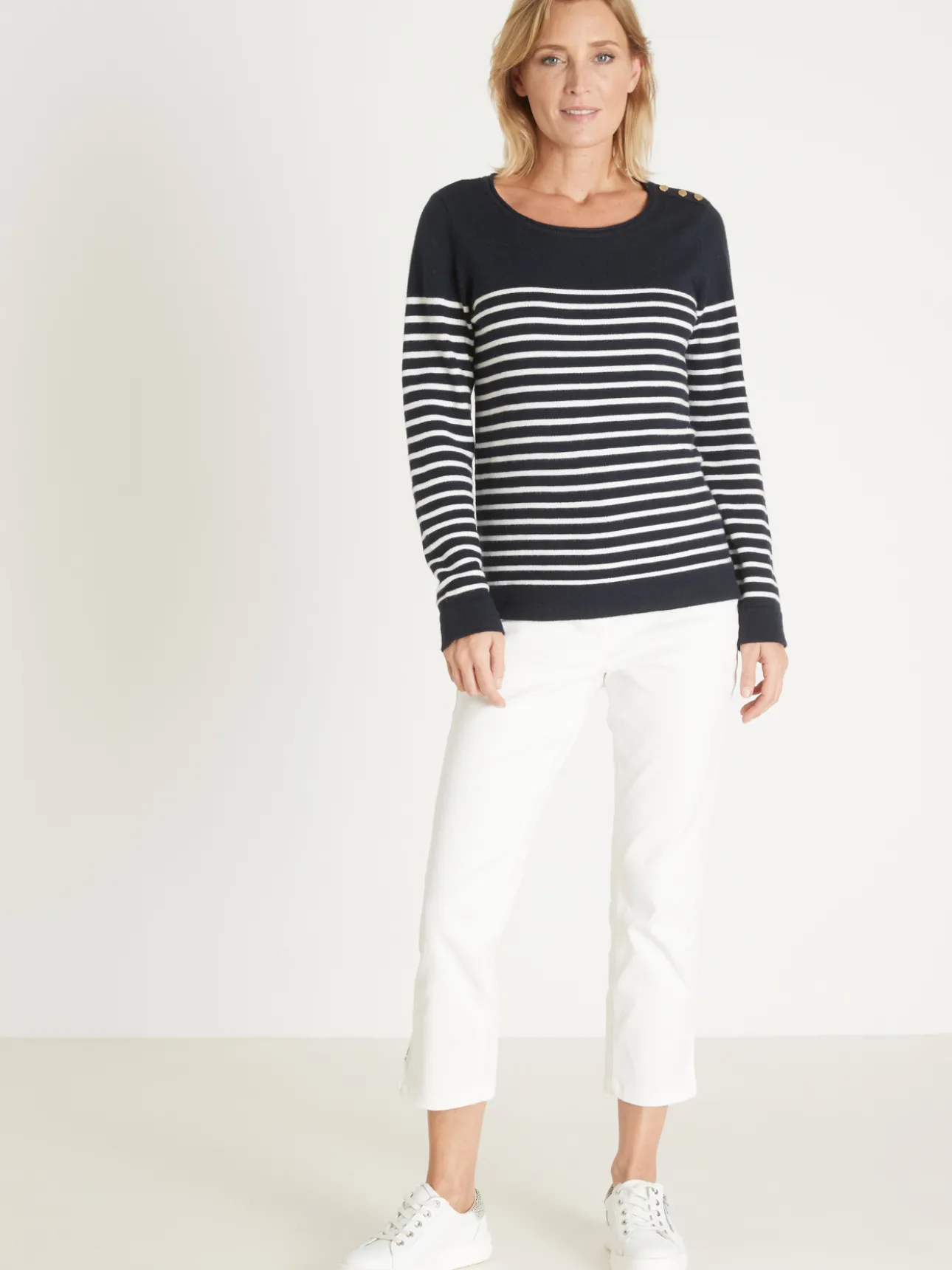 Pull marinière col rond