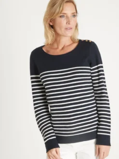 Pull marinière col rond