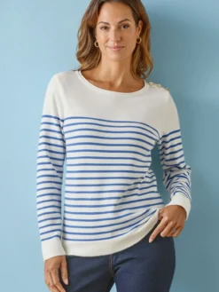 Pull marinière col rond