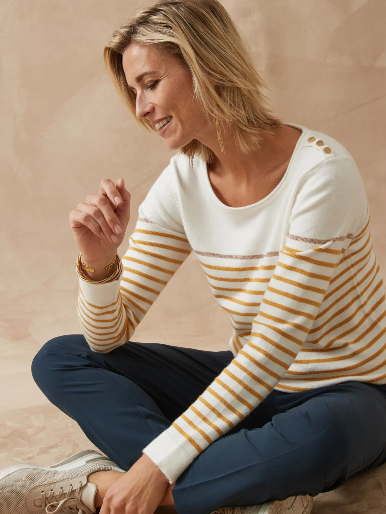 Pull marinière col rond