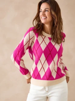 Pull motifs jacquard géométriques