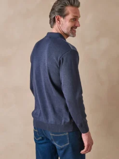 Pull polo zippé avec laine