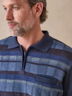 Pull polo zippé avec laine