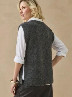 Pull sans manches en côtes anglaises