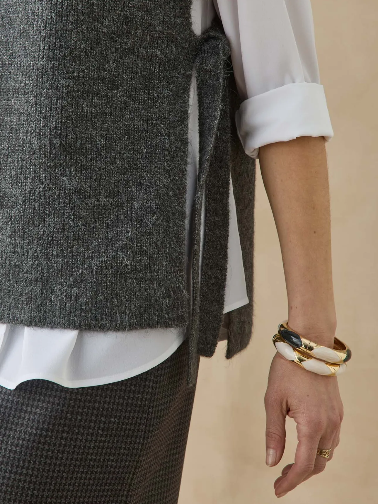Pull sans manches en côtes anglaises