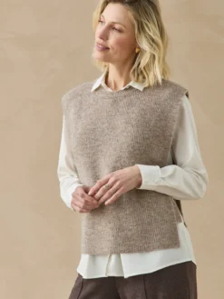 Pull sans manches en côtes anglaises