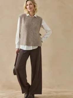 Pull sans manches en côtes anglaises
