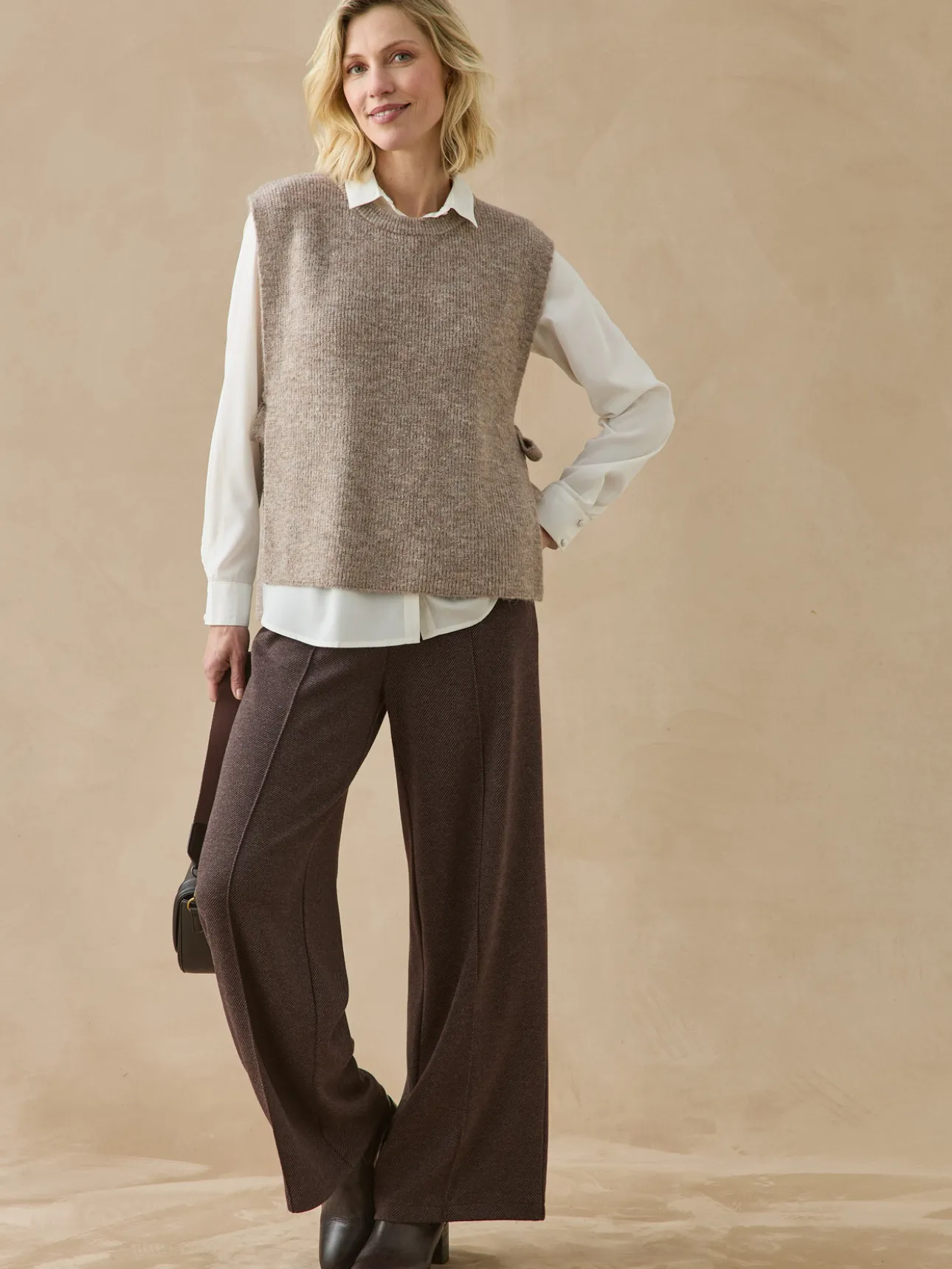Pull sans manches en côtes anglaises