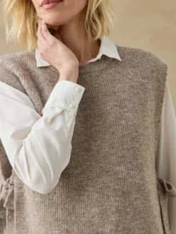 Pull sans manches en côtes anglaises