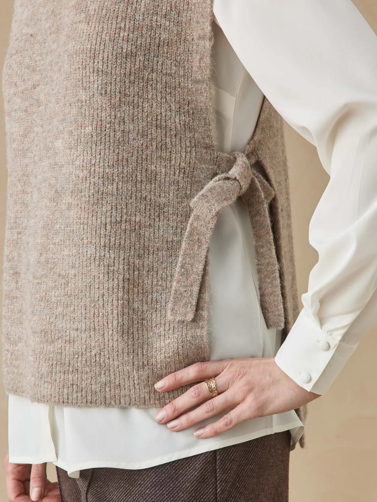 Pull sans manches en côtes anglaises