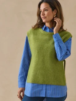 Pull sans manches en côtes anglaises
