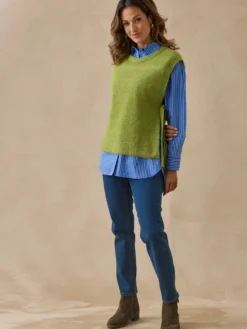 Pull sans manches en côtes anglaises
