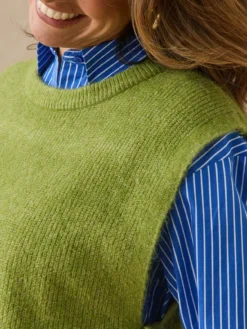 Pull sans manches en côtes anglaises