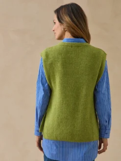 Pull sans manches en côtes anglaises
