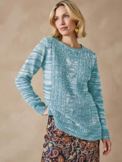 Pull torsadé encolure ronde