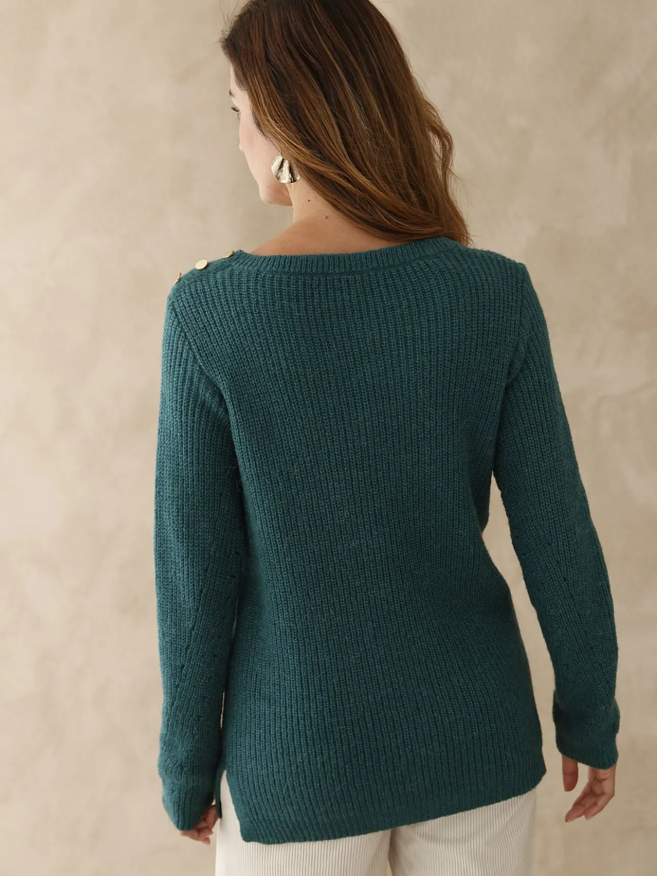 Pull tunique côtes perlées