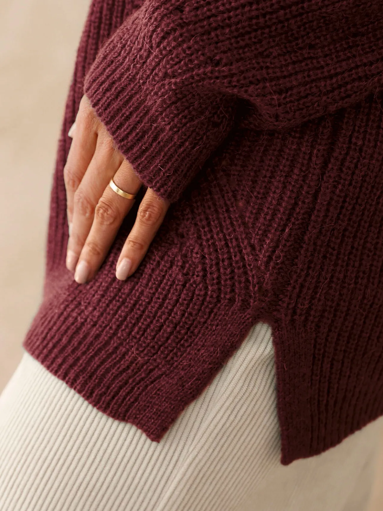 Pull tunique côtes perlées