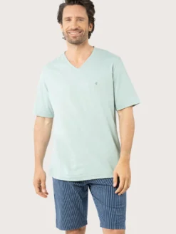 Pyjama court Coton bio col V homme