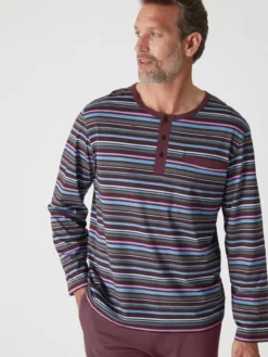 Pyjama rayé pur coton peigné