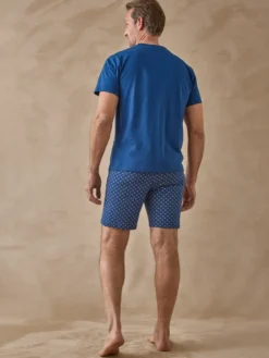 Pyjama short imprimé en coton peigné