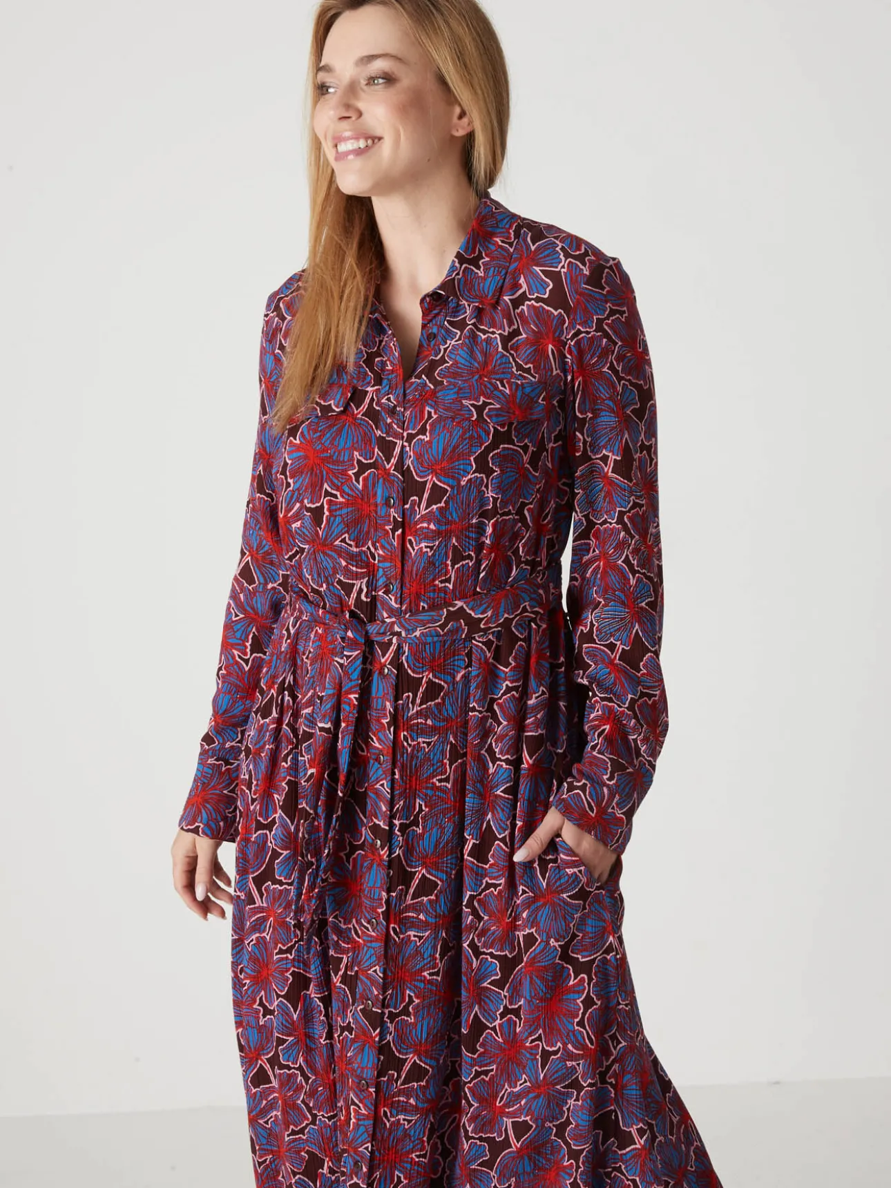 Robe chemisier longue imprimée