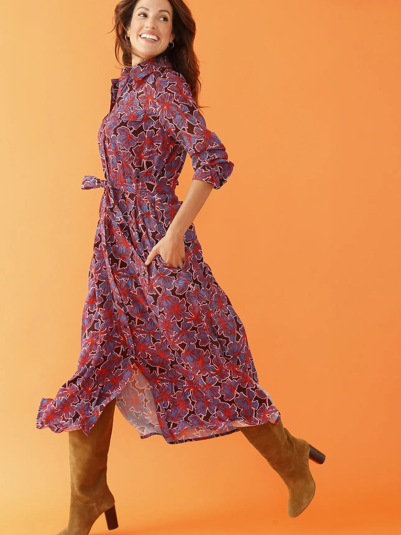 Robe chemisier longue imprimée