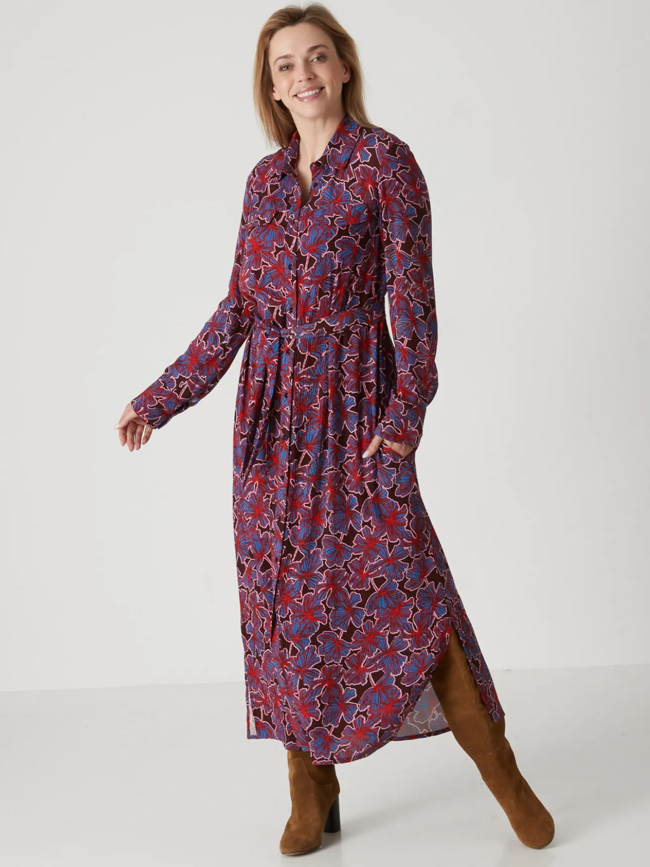 Robe chemisier longue imprimée