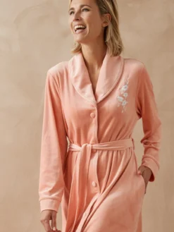Robe de chambre boutonnée en velours