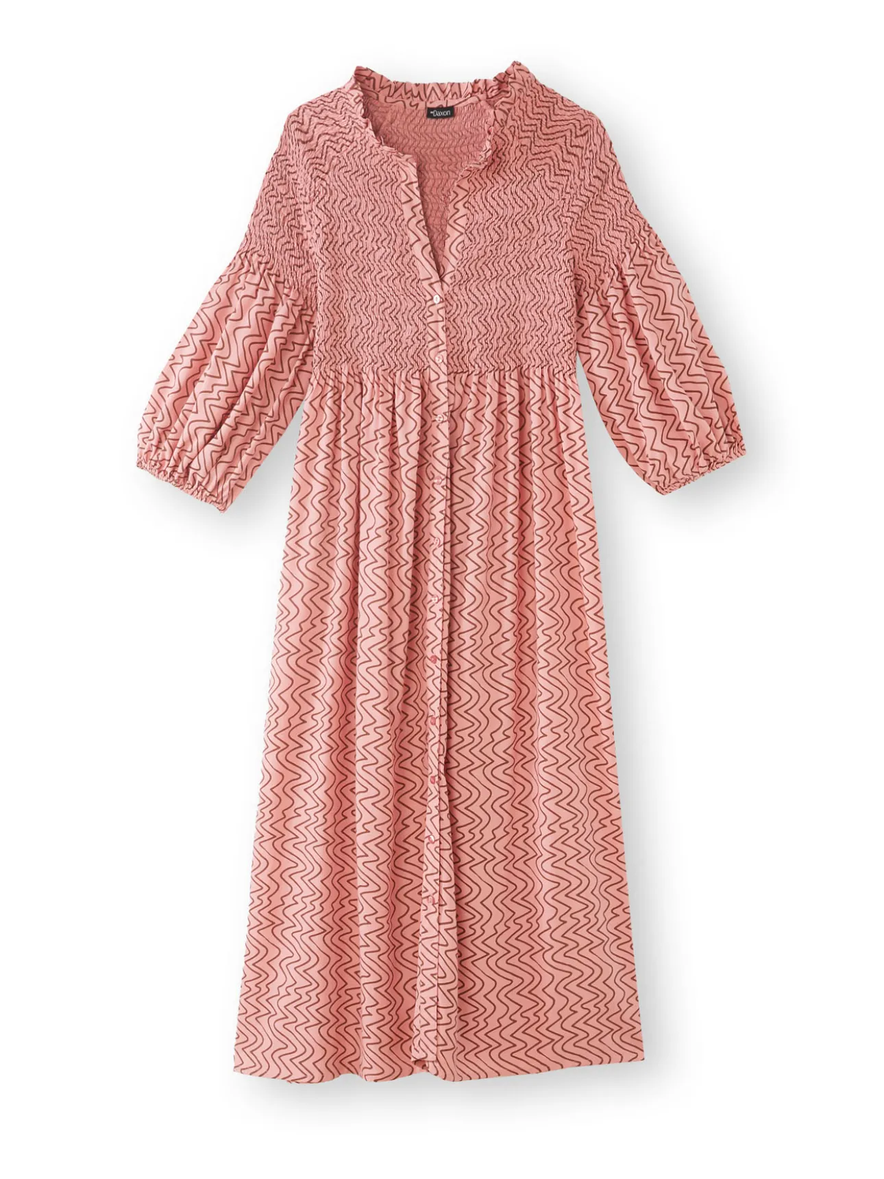 Robe longue boutonnée à smocks