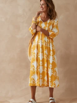 Robe longue à smocks