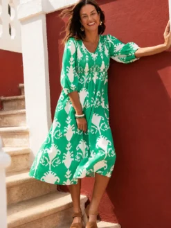 Robe longue à smocks