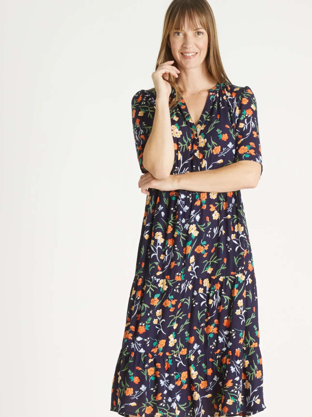Robe longue à volants