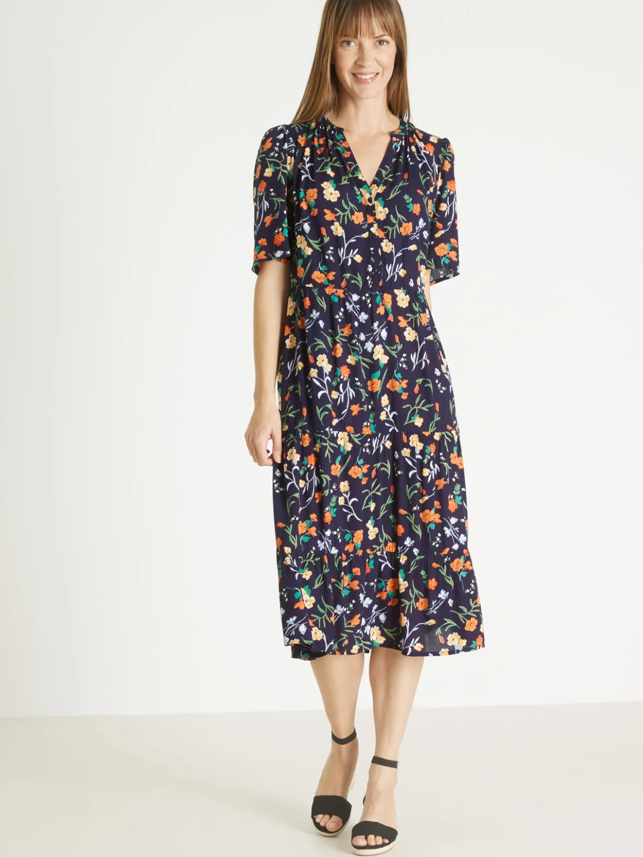 Robe longue à volants