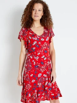 Robe à volants, manches courtes