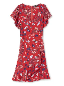Robe à volants, manches courtes