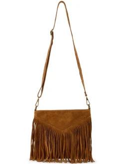 Sac bandoulière cuir et franges