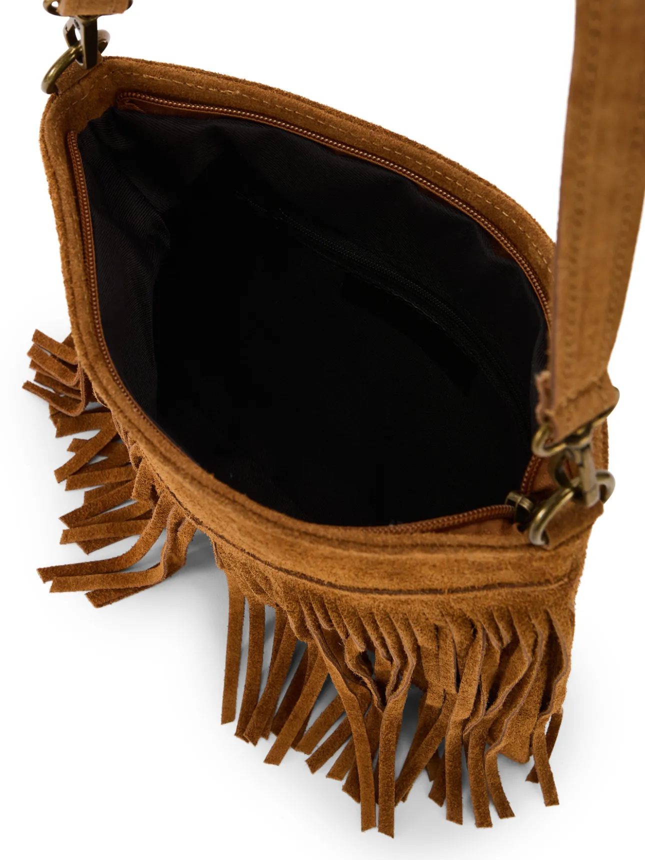 Sac bandoulière cuir et franges