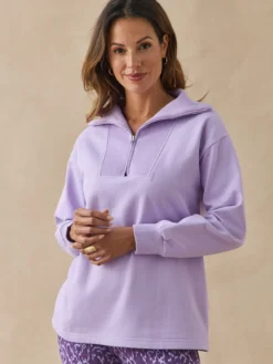Sweat-shirt col camionneur zippé
