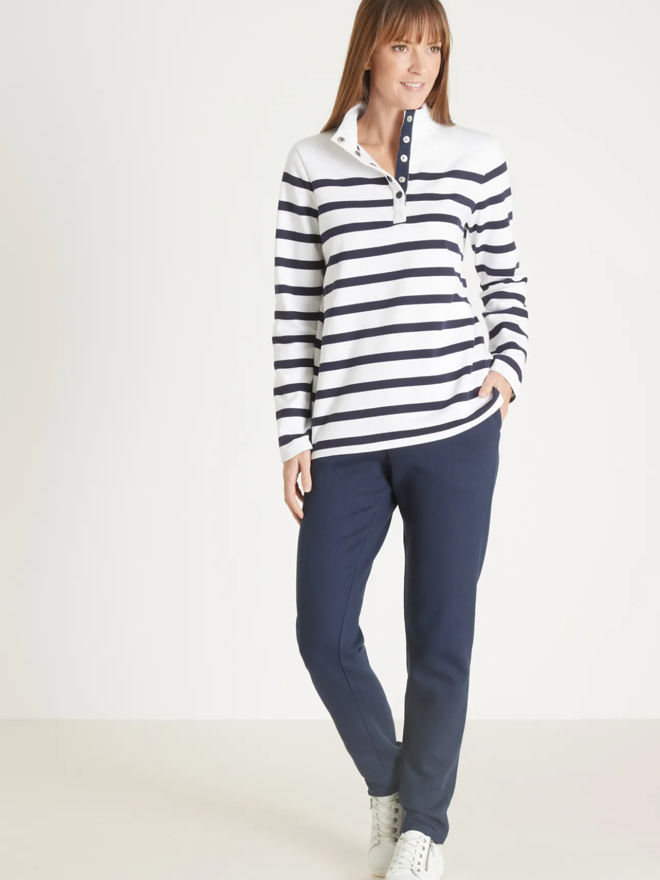 Sweat-shirt rayé col montant