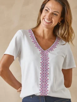Tee-shirt bordé pur coton