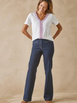Tee-shirt bordé pur coton