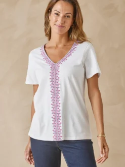 Tee-shirt bordé pur coton